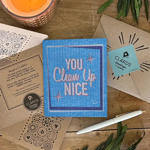 You Clean Up Nice Blue | Eco Greeting Card Turns Into Cleaning Cloths | Soak iT Up Clards
