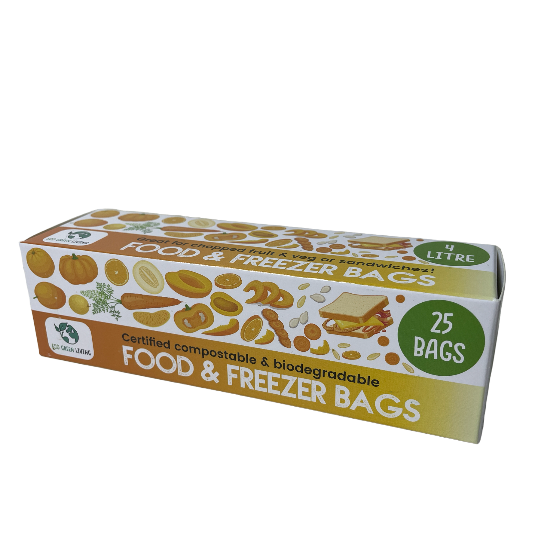 Certified Compostable Food & Freezer Bags, 1 Gallon (25 bags)