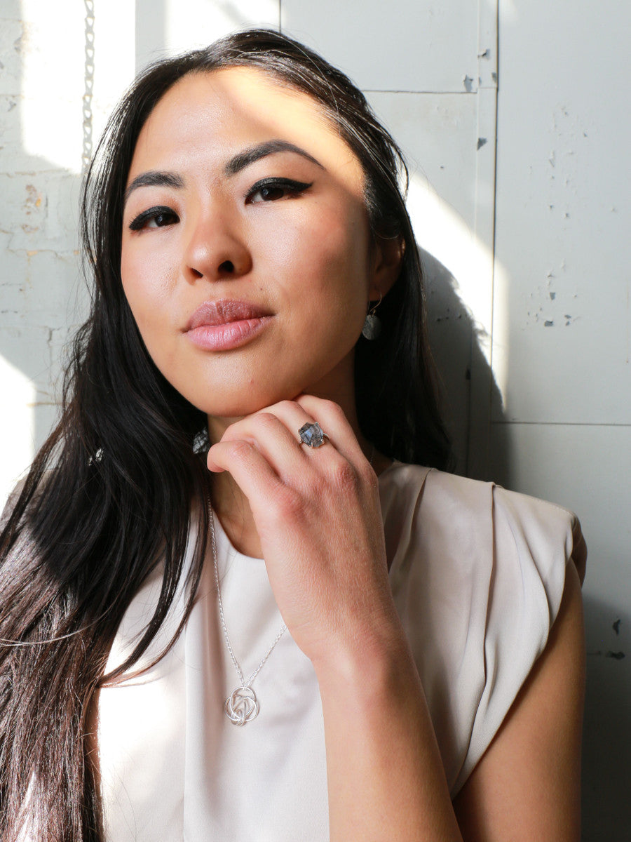 Organic Cut Sterling Ring - Rutile Quartz