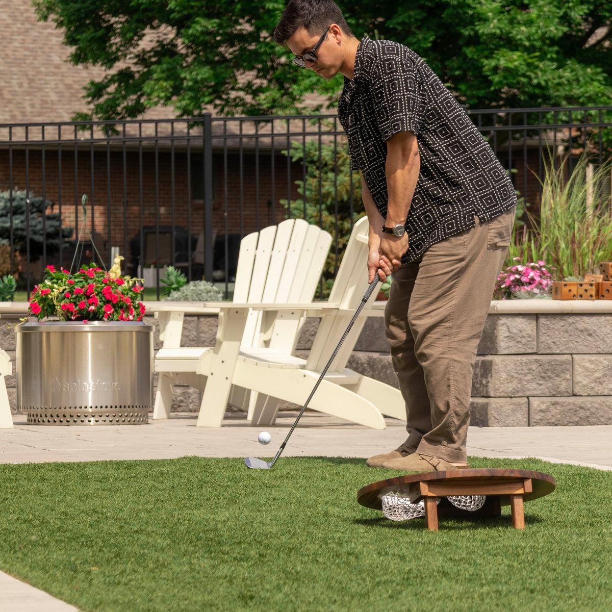 Island Hole | Wood and Resin Cornhole x Golf Chipping Game