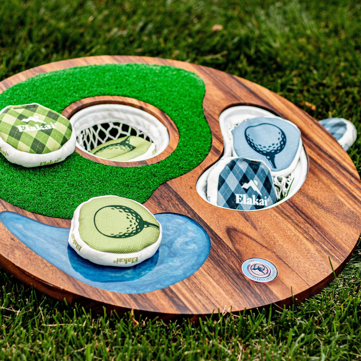 Island Hole | Wood and Resin Cornhole x Golf Chipping Game
