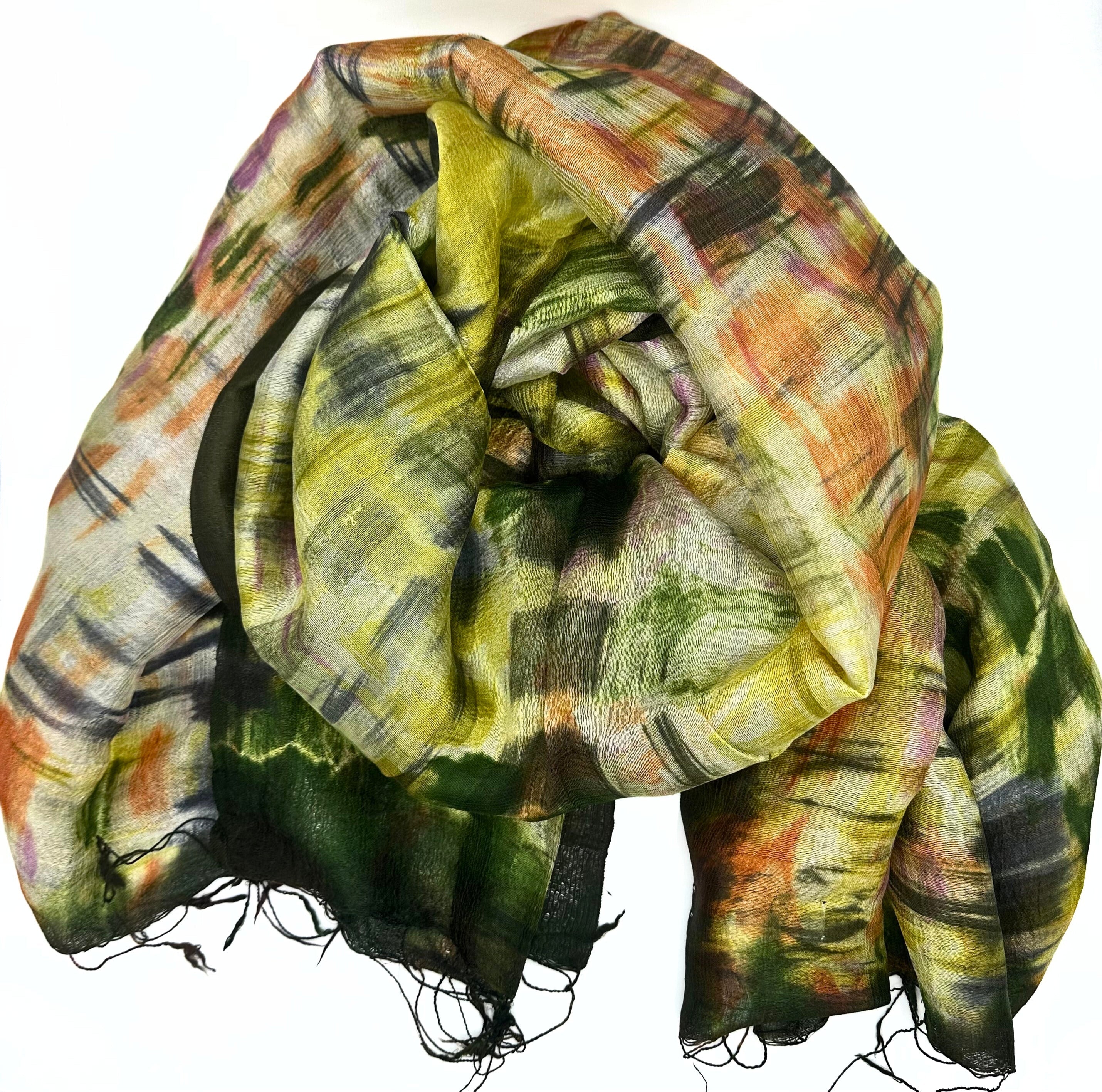 Impressionist Landscape Water Printed Silk Scarf