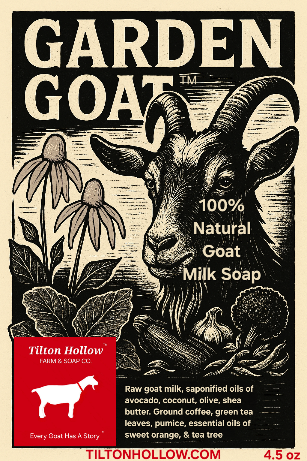 Garden Goat™️ - Gardener's bar. Citrus, tea tree, ground coffee, pumice, tea leaves.