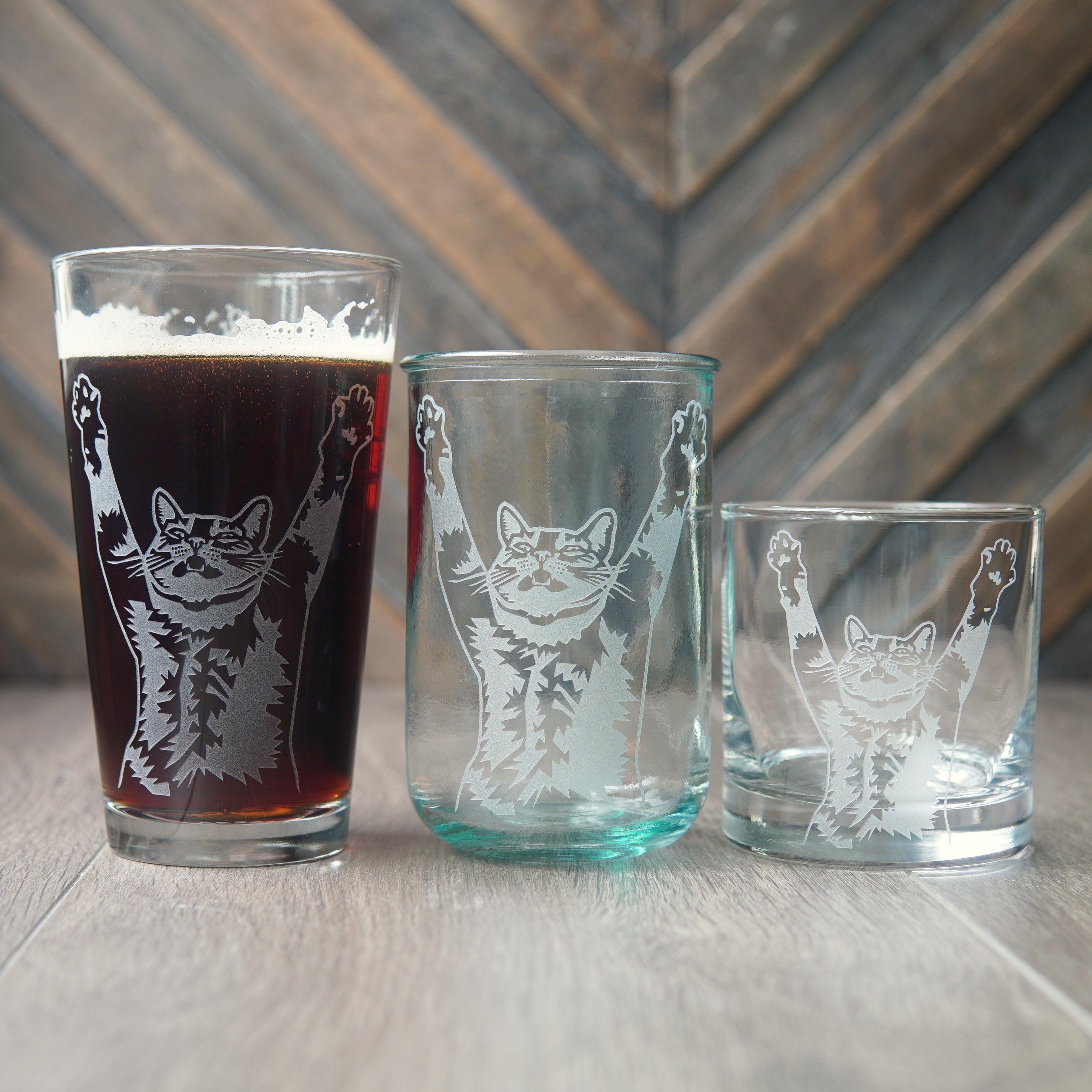 Stretch Cat Rustic Recycled Glass Candle Cup