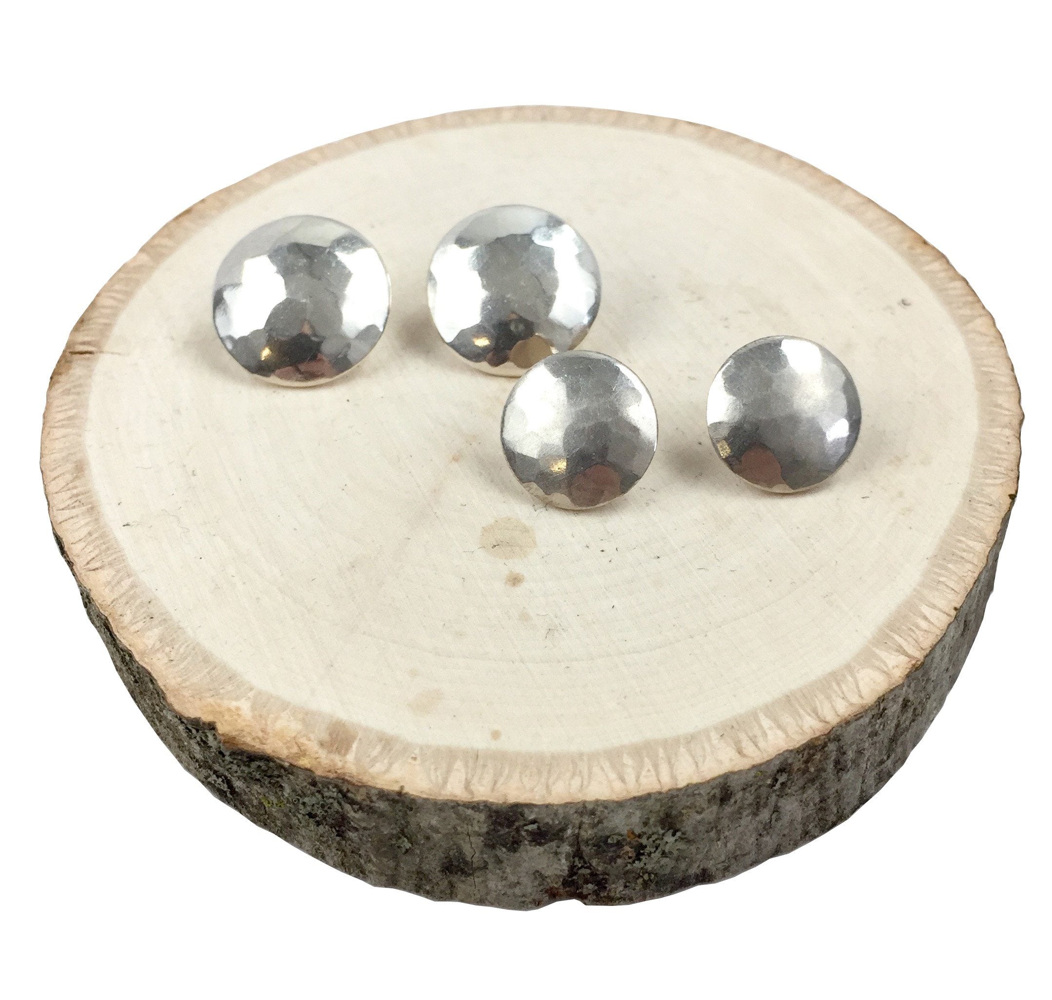 Hammered Sterling Button Earrings
