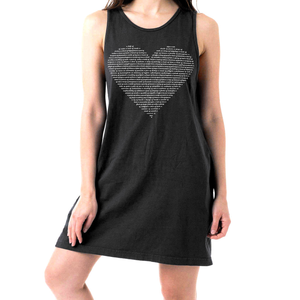 Animal Lover Tank T-shirt Dress With Pockets - Black