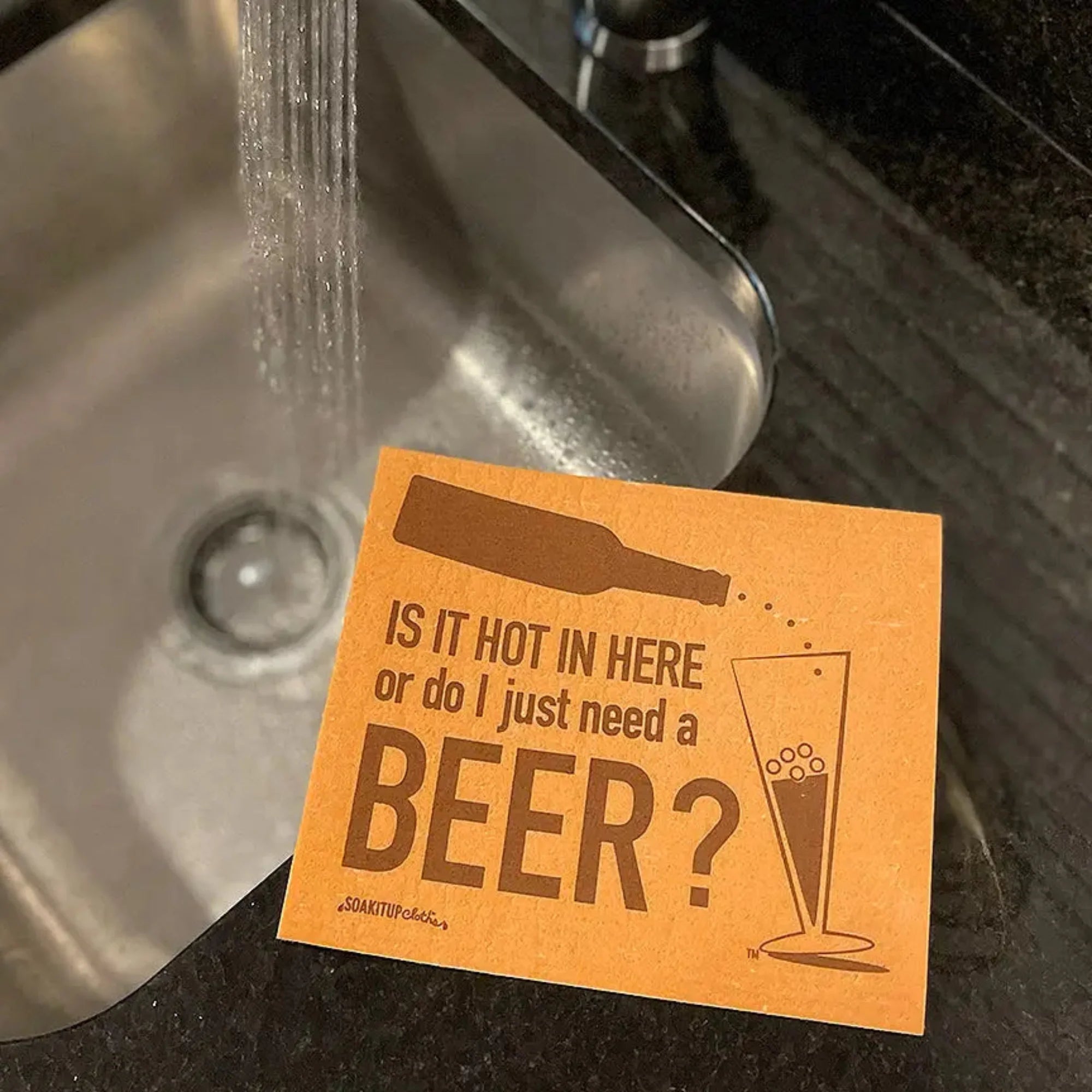 Is it hot in here or do I just need a BEER? | Eco-friendly Swedish Dishcloth- Soak iT Up