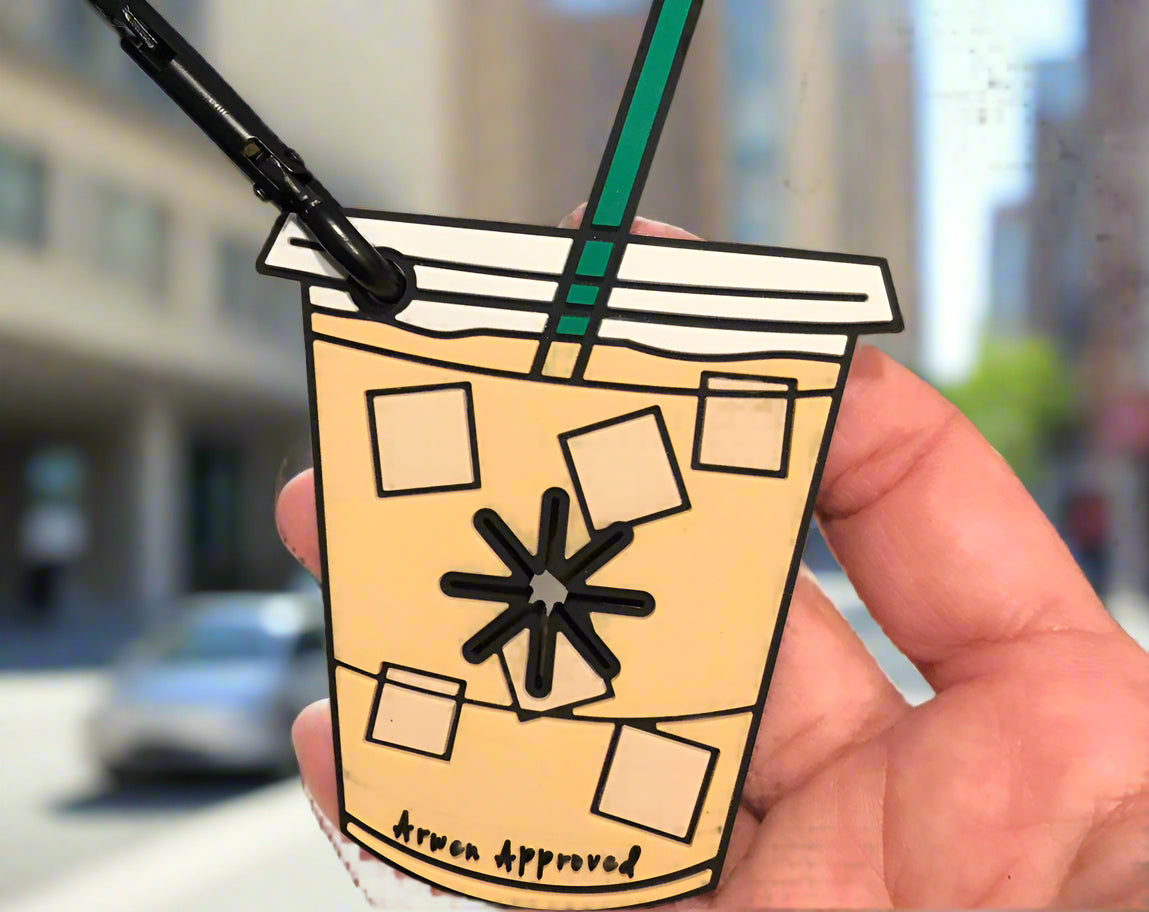 Hands free poop holder/waste bag holder iced coffee