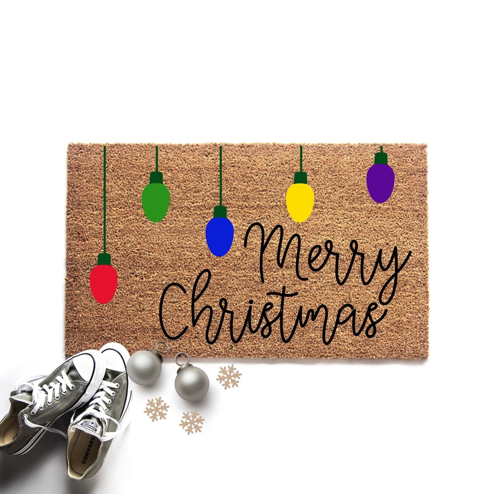 Holiday Lights Merry Christmas Doormat