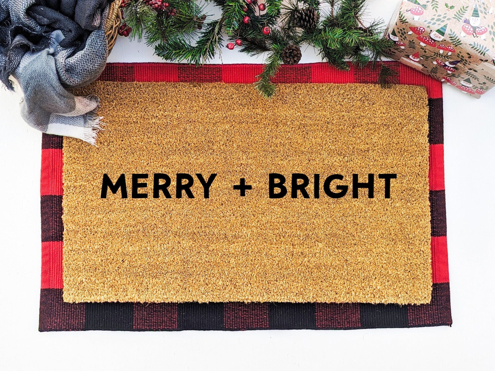 Merry and Bright Christmas Doormat