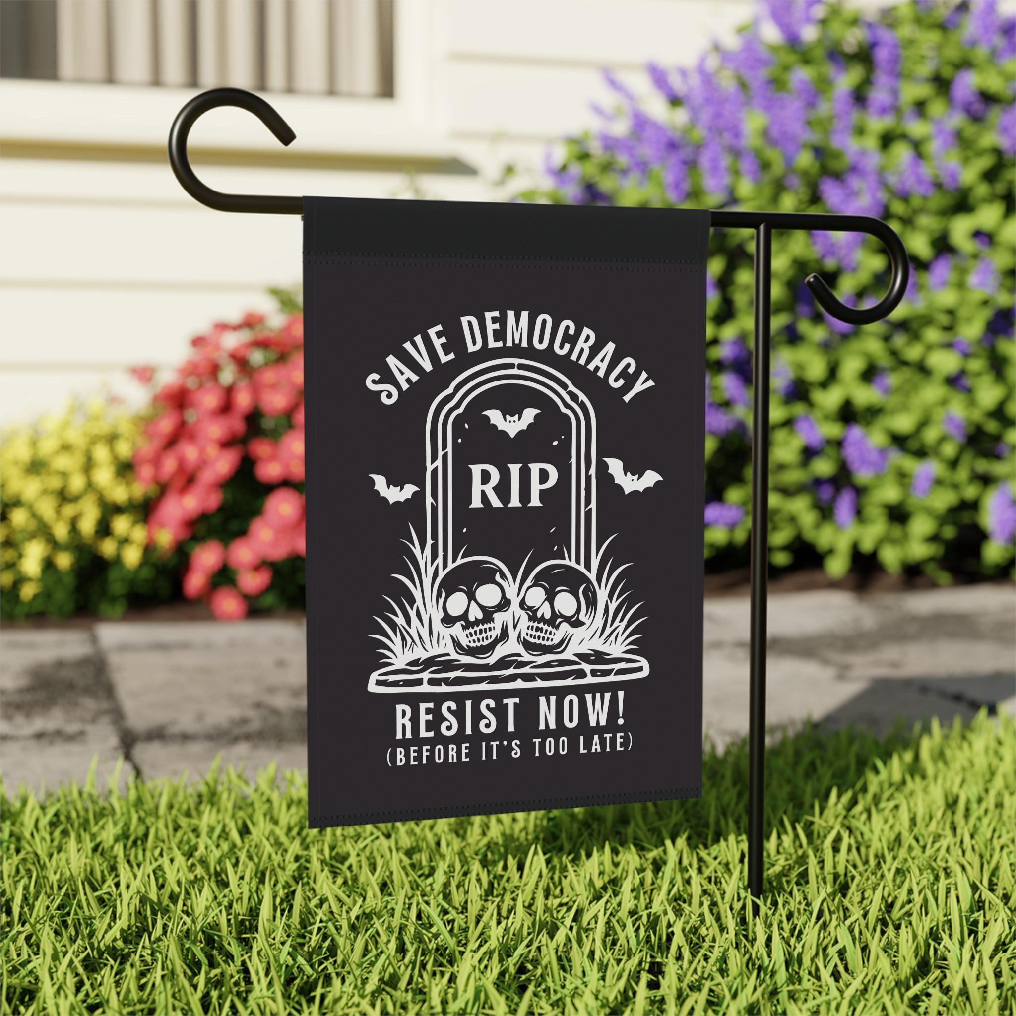 Halloween Democracy Flag, Save Democracy Resist Now Garden Flag