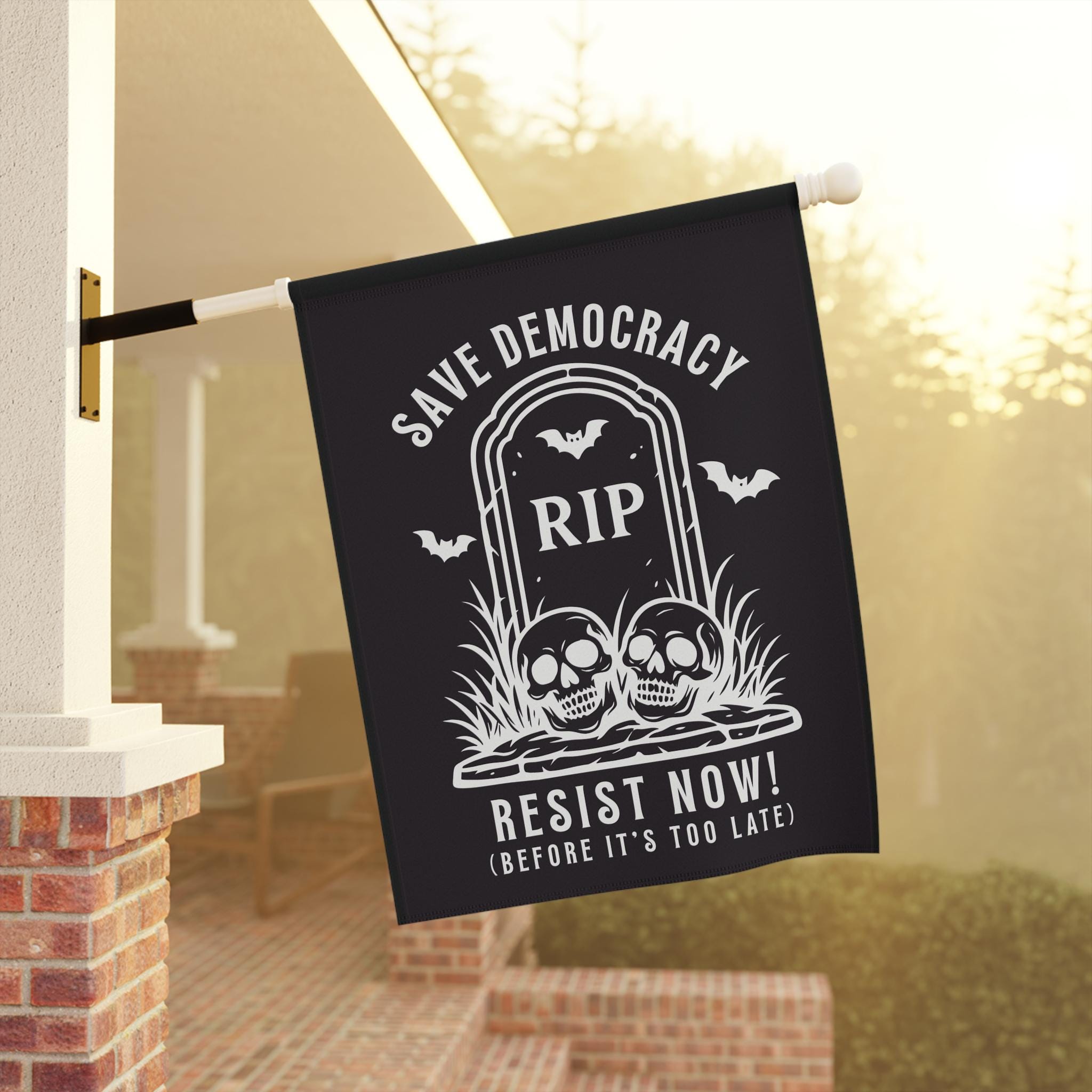 Halloween Democracy Flag, Save Democracy Resist Now Garden Flag