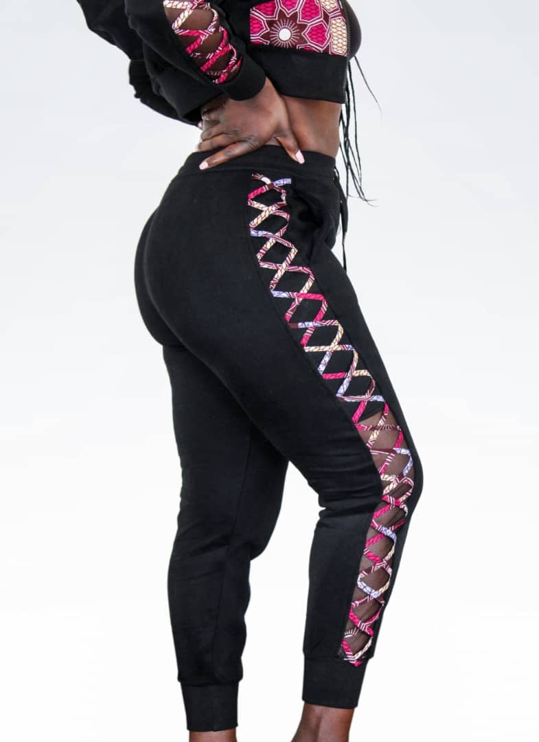 Aya Black mesh joggers pants