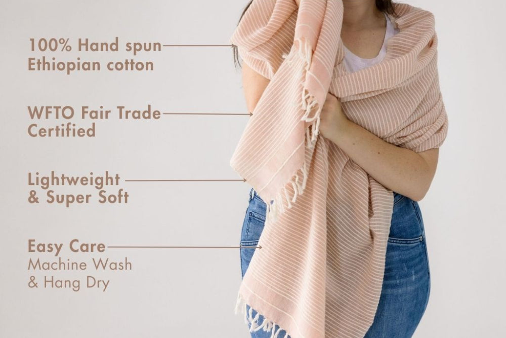 Judith Handwoven Ethiopian Cotton Shawl