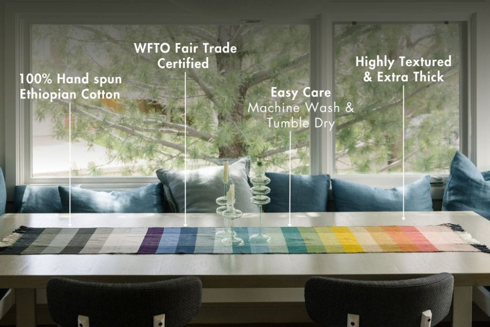 Kalam Handwoven Ethiopian Cotton Table Runner