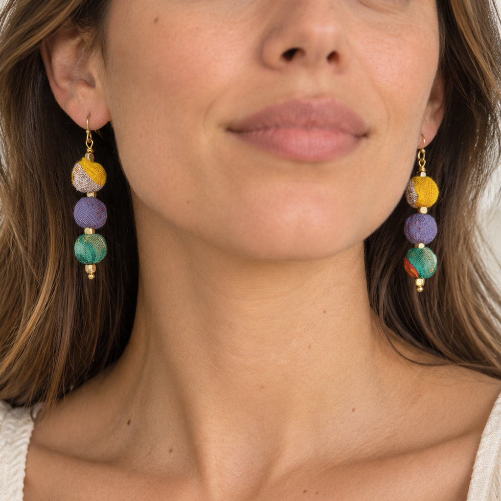 Kantha Sari Earrings