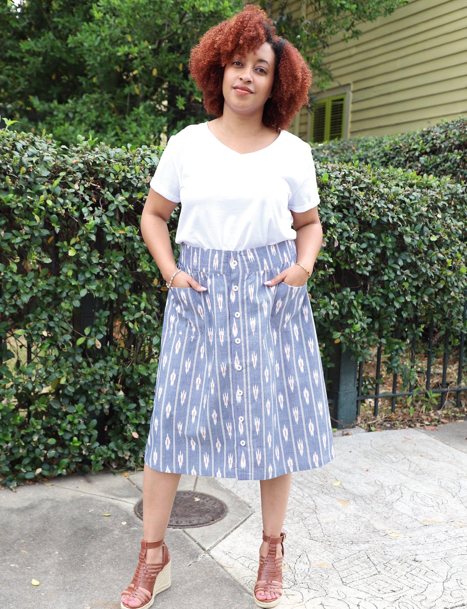 Kimaya Button Skirt