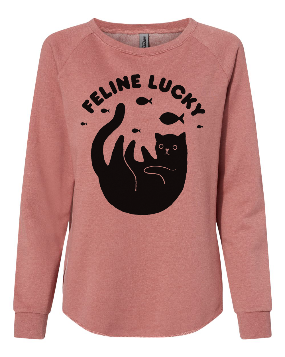 Women's Feline Lucky Crewneck Cat Lover Sweatshirt