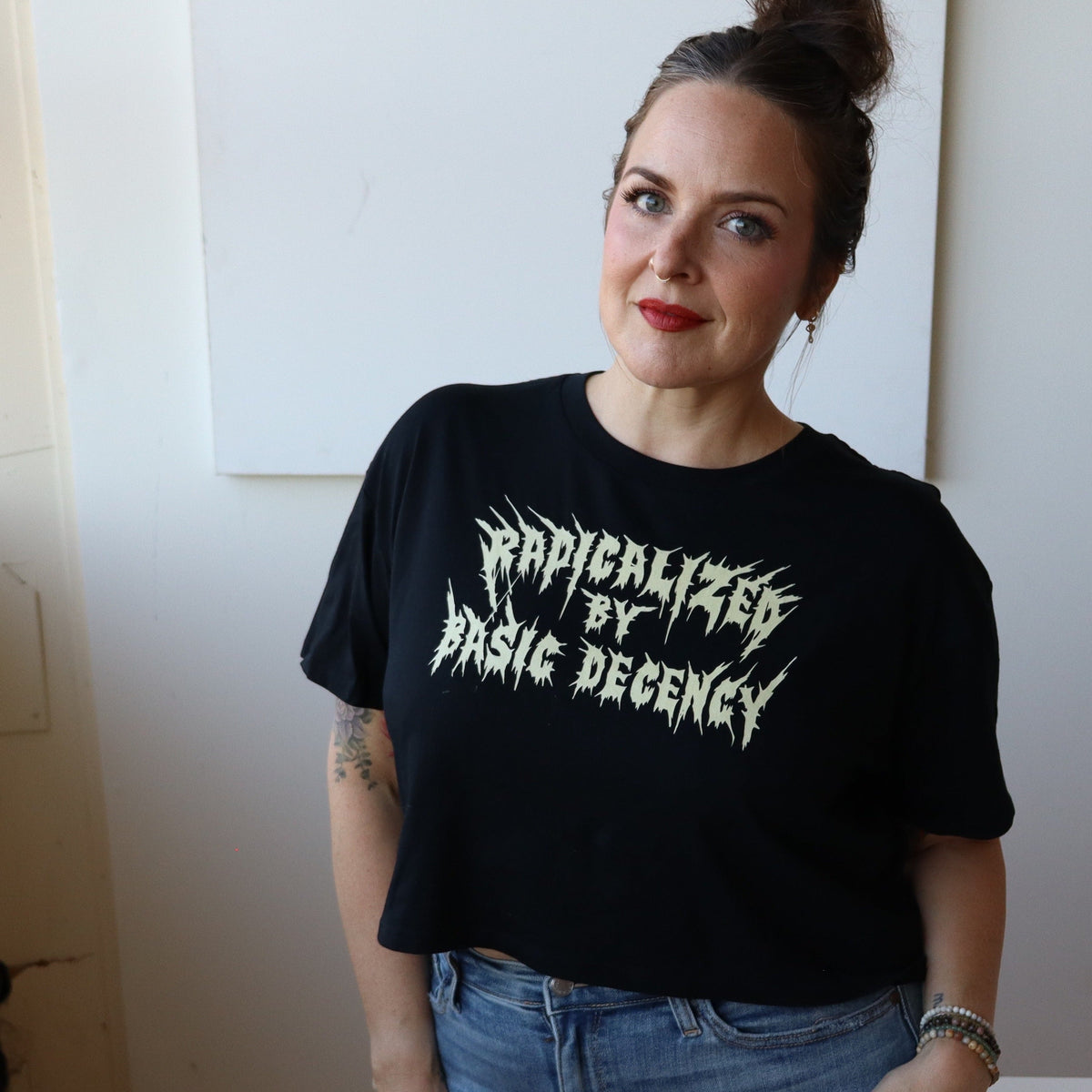 Radicalized By Basic Decency Crop Top
