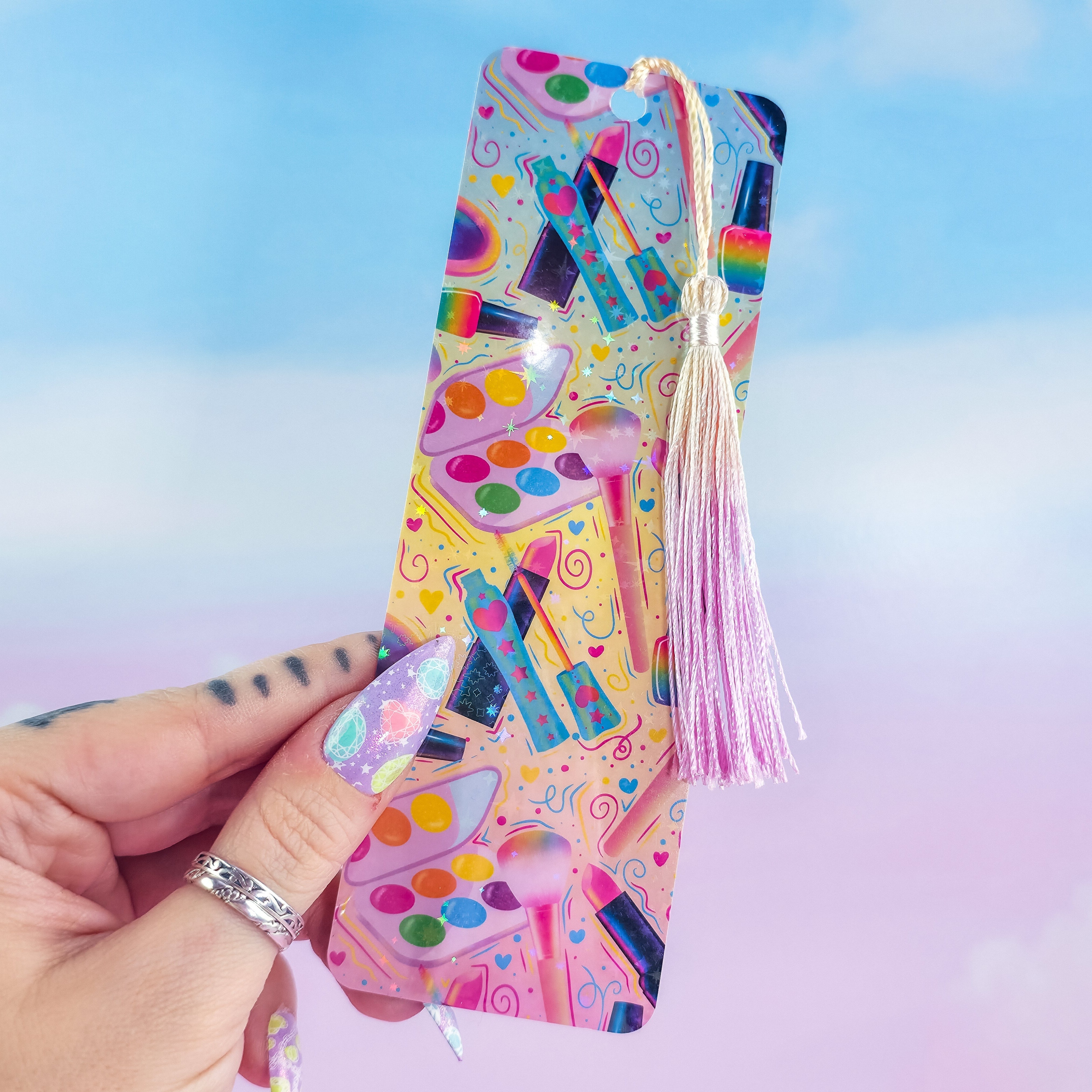 Makeup Holographic Bookmark – Cute Colorful Beauty Bookmark, Book Lover Gift