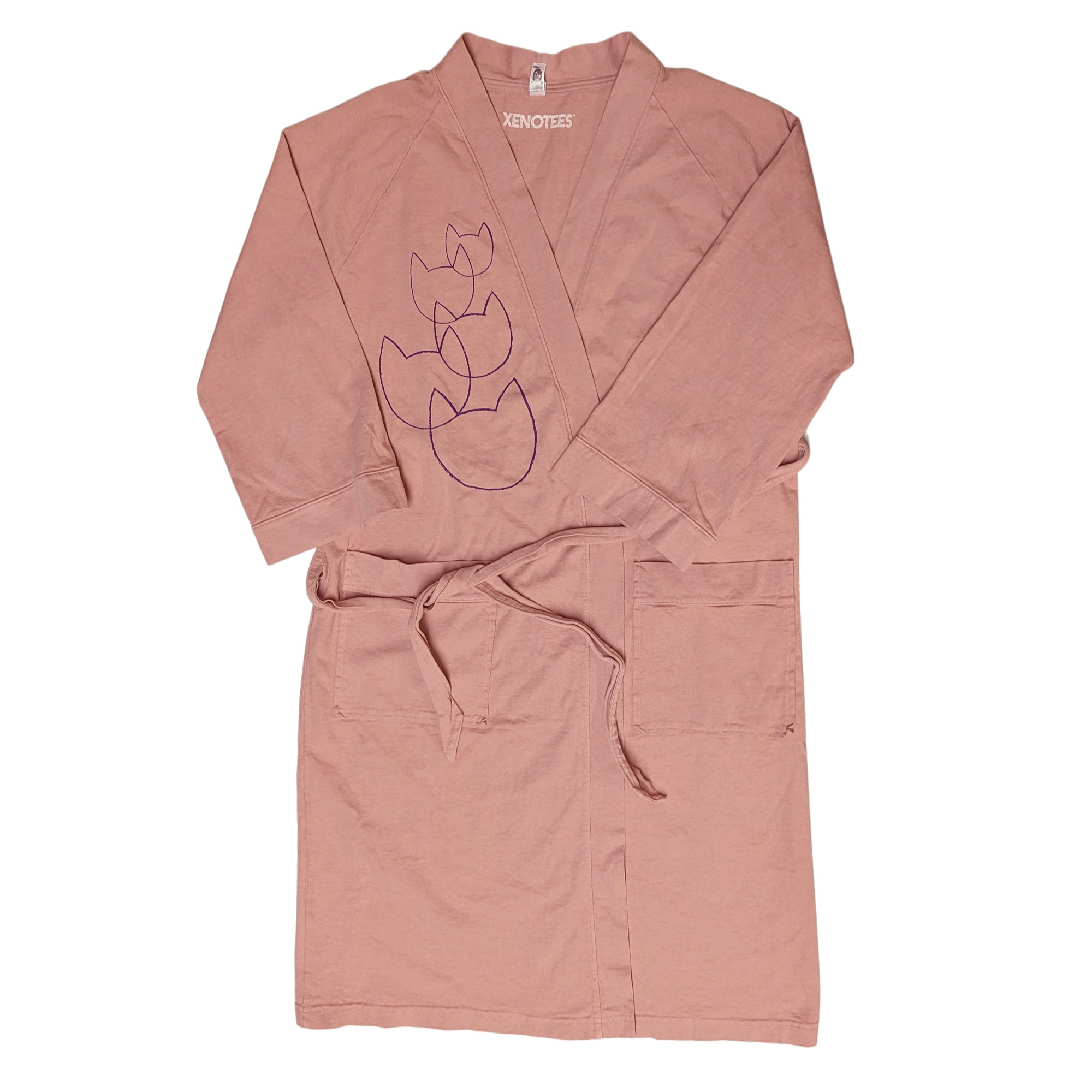 Women's Cotton Cat Lady Robe in Dark Pink