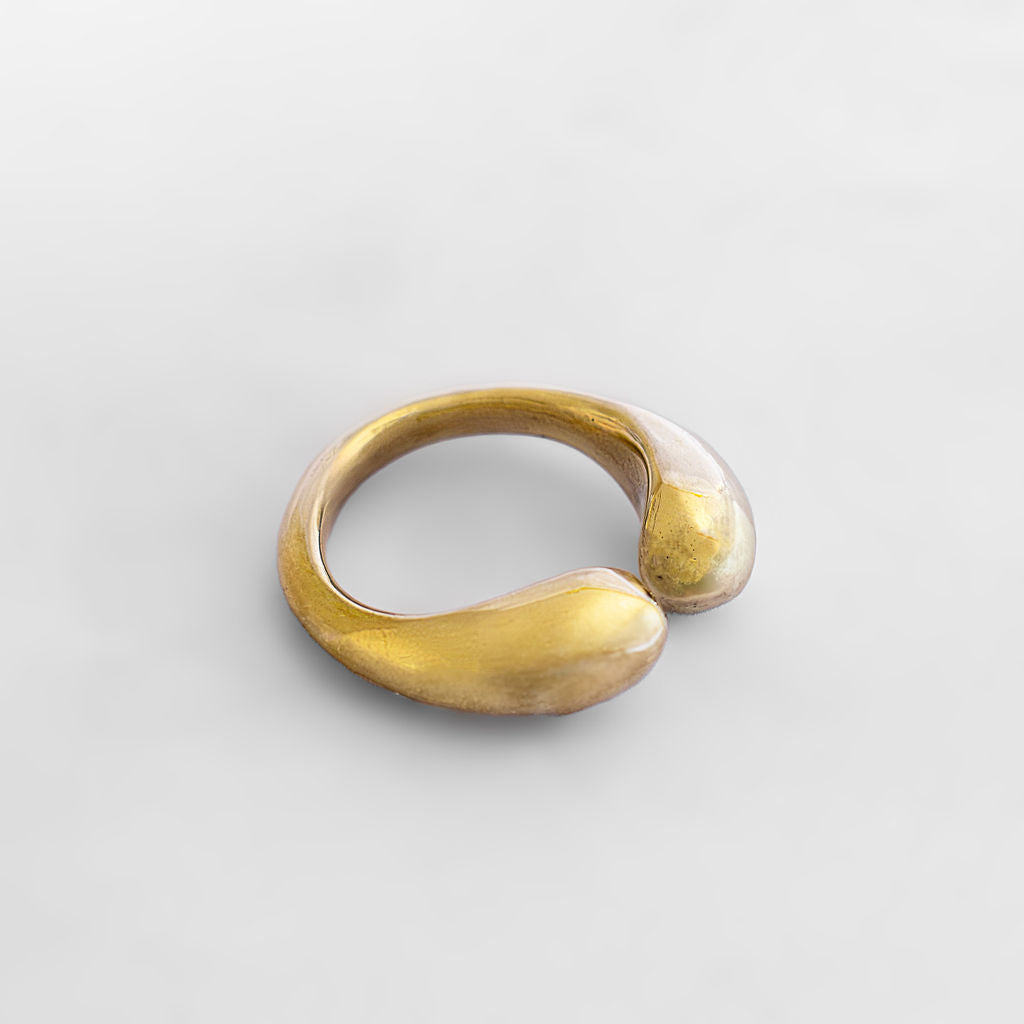 Teardrop Petal Brass Open Ring for Women | Asali