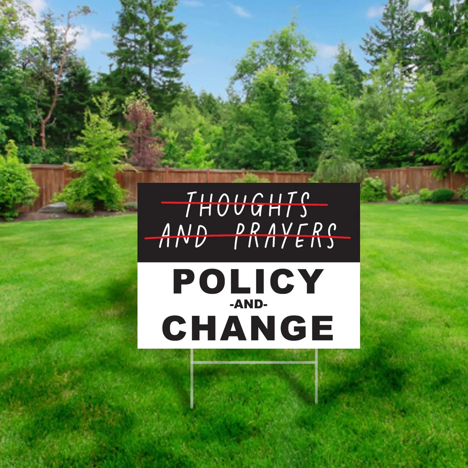 Thoughts and Prayers - Policy and Change, Gun Control Yard Sign