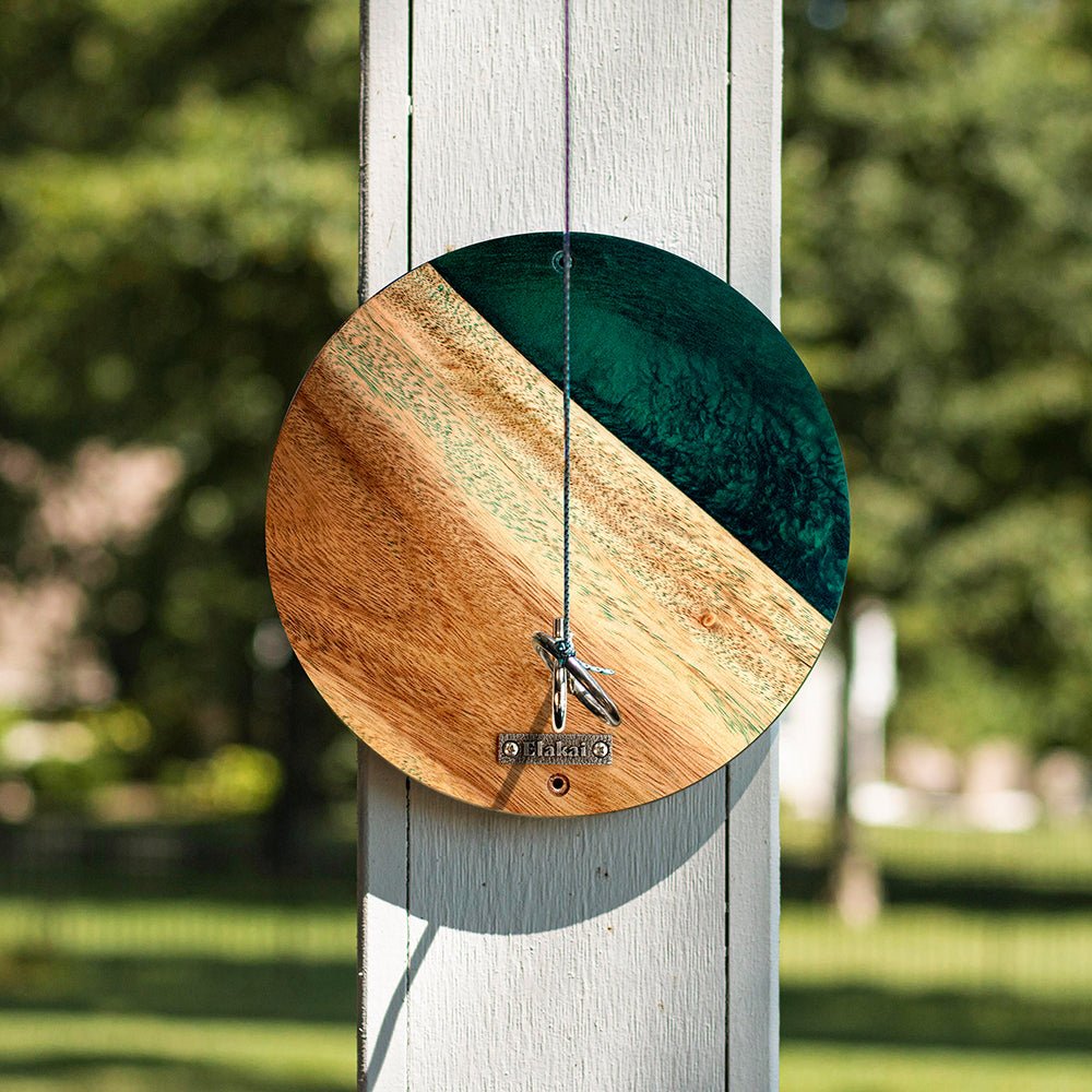 One of a Kind Green Pearl Epoxy Resin Live-Edge Wood Hook and Ring Toss Game