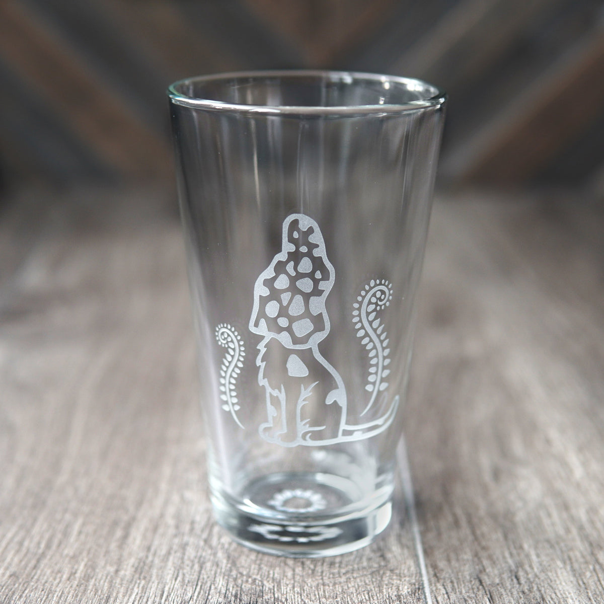 Cat Mushrooms Pint Glass - etched kitchen glassware