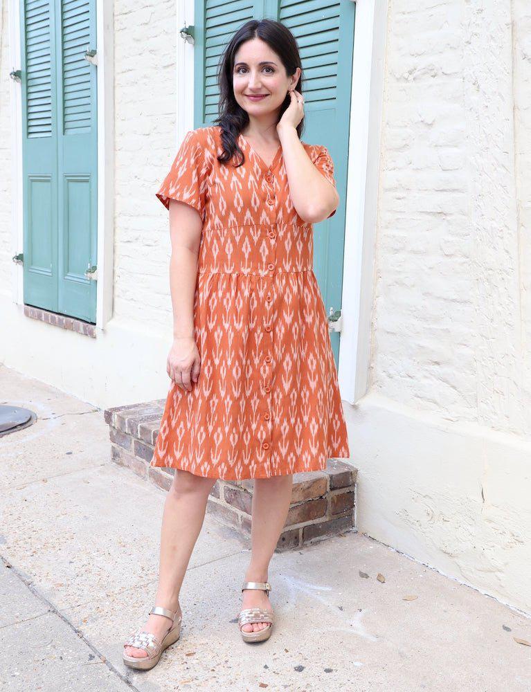 Pumpkin Spice Organic Cotton Button Dress