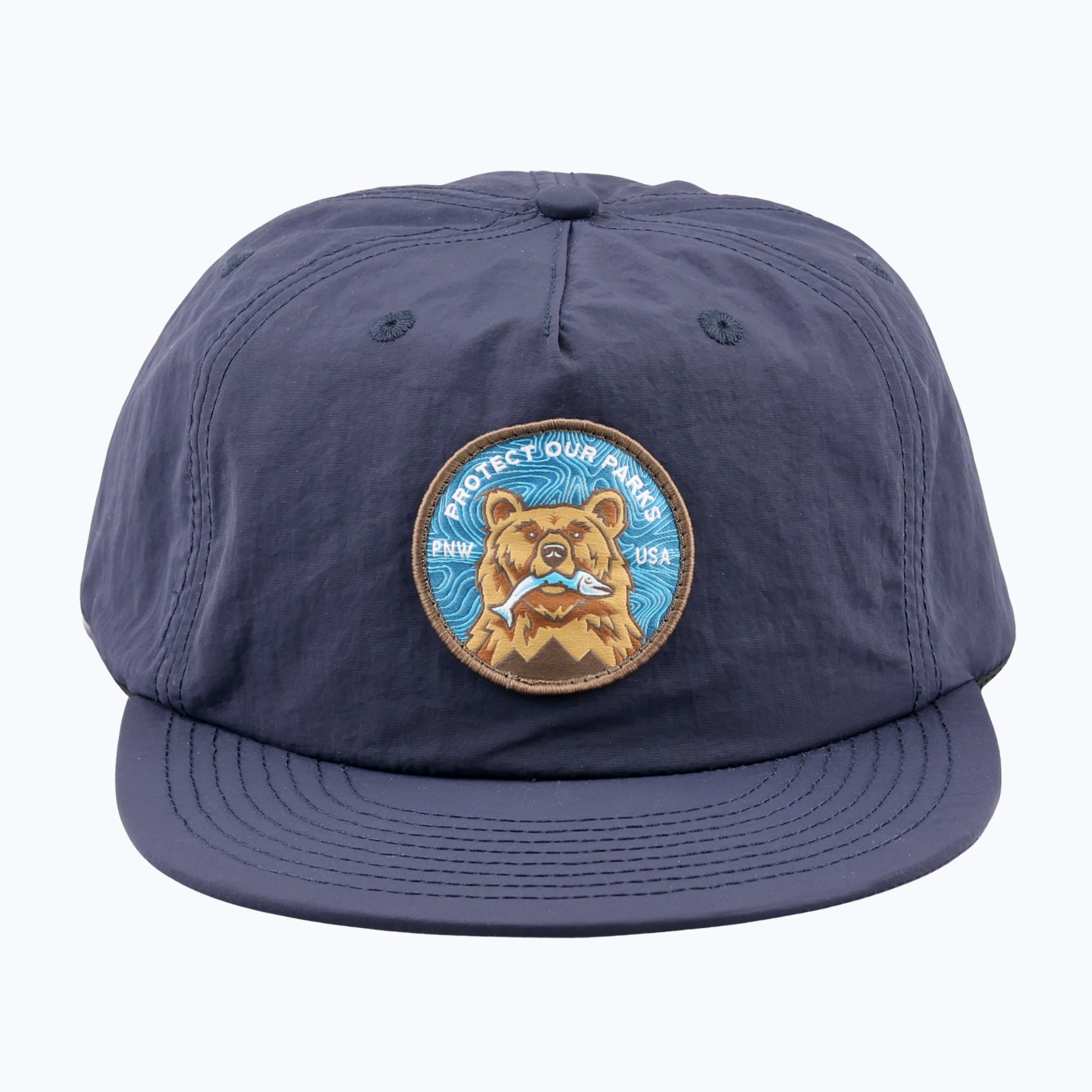 Protect Our Parks Bear Patch Nylon Snapback Cap - Navy