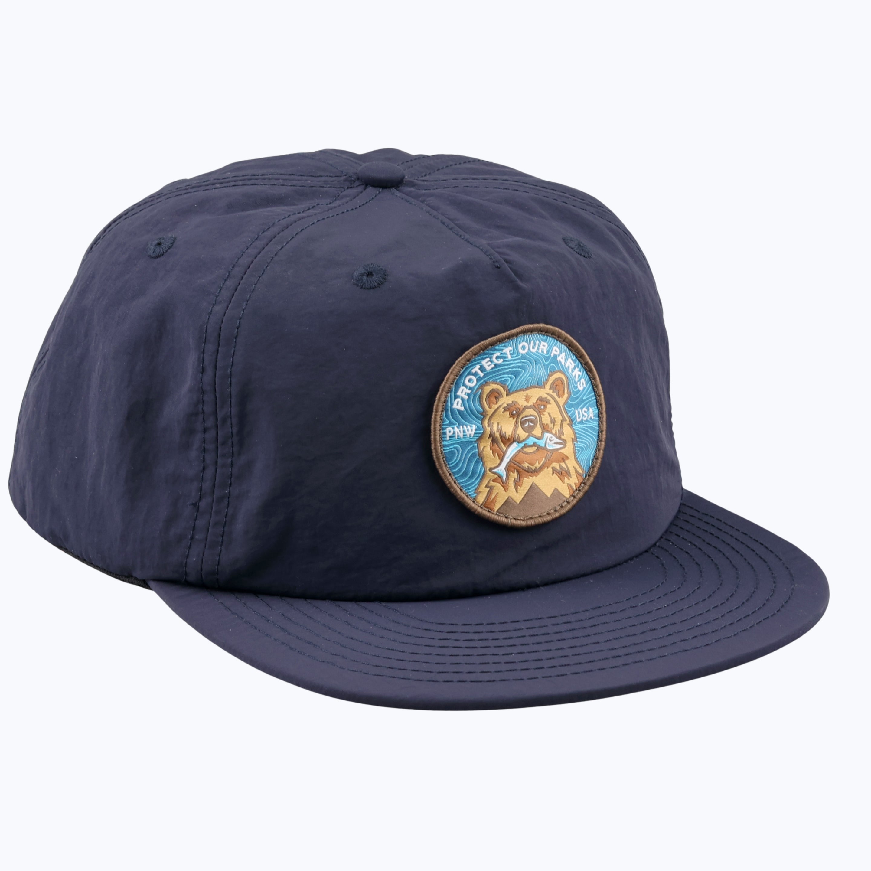 Protect Our Parks Bear Patch Nylon Snapback Cap - Navy