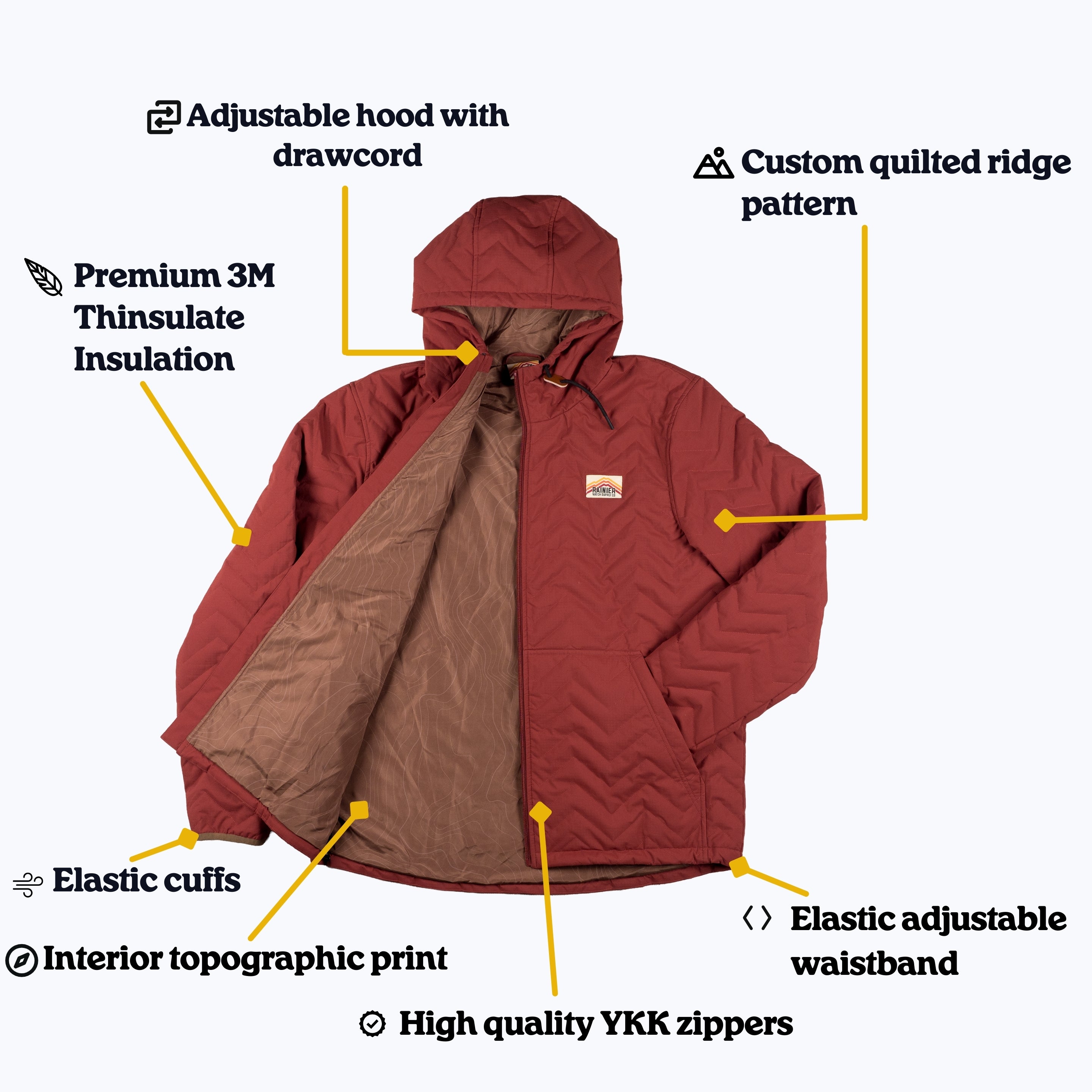 Ridgeline Micro-Puffer Quilted Hooded Jacket – Red