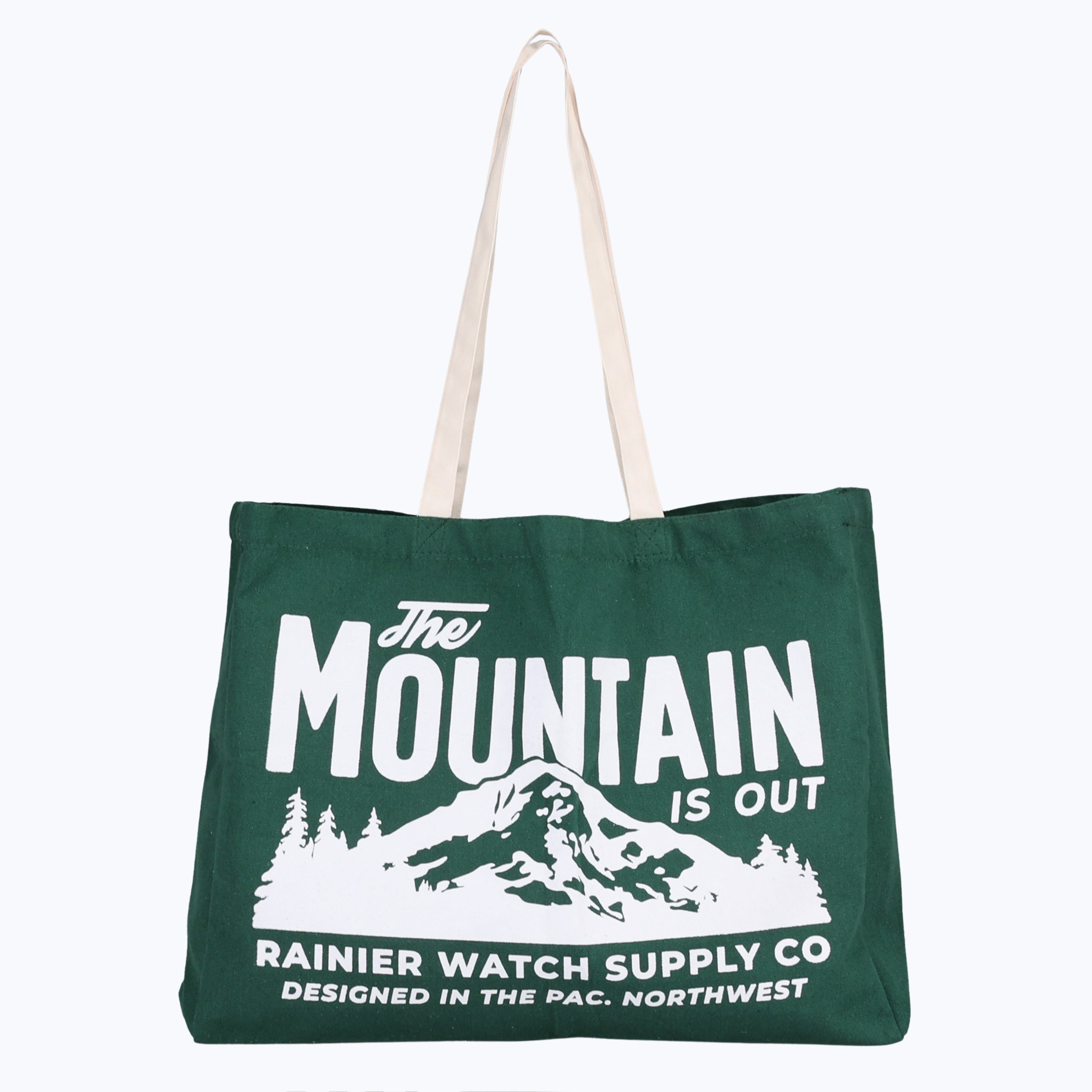 The Mountain Is Out Oversized Organic Tote Bag - Forest Green