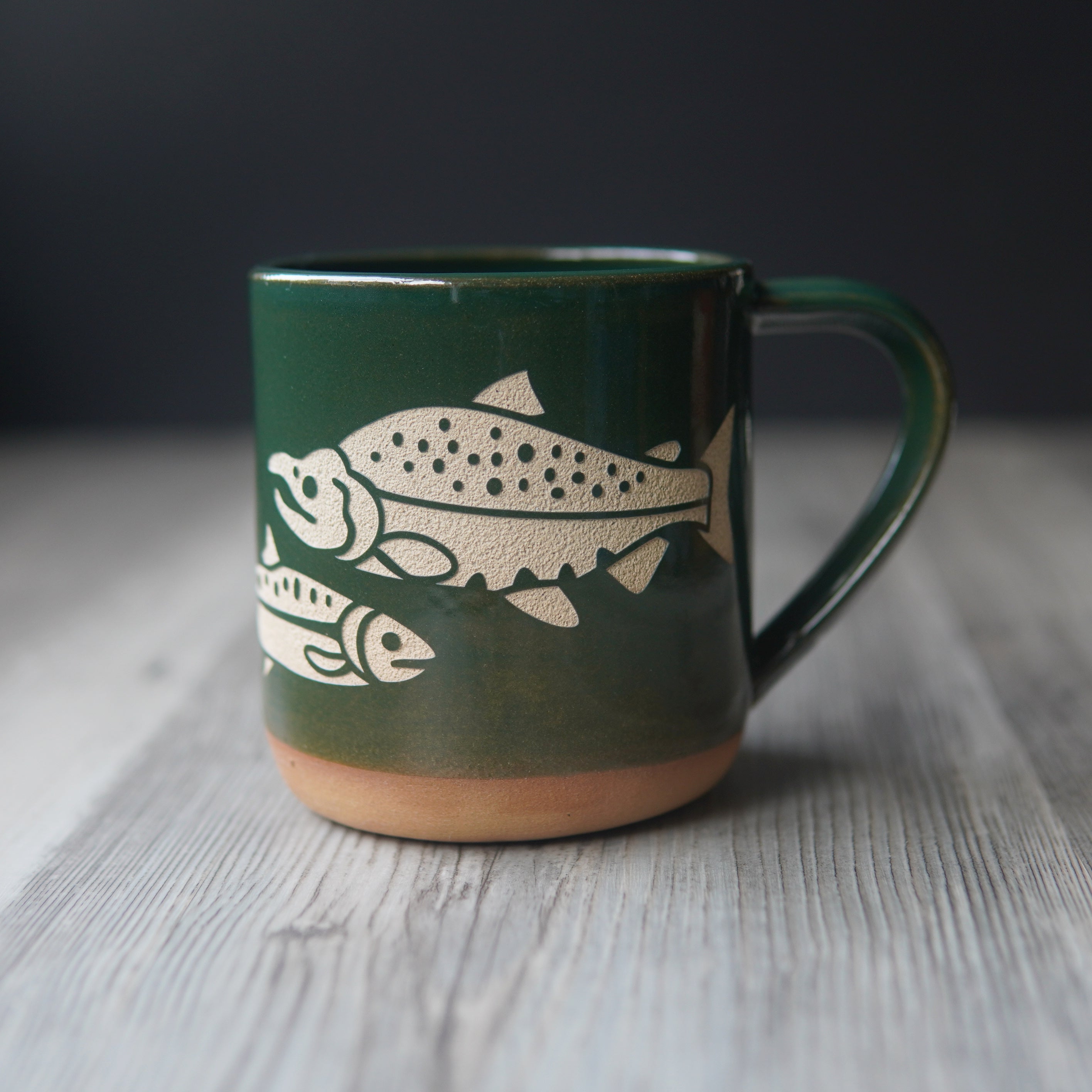 Salmon Fish Mug, Farmhouse Style Handmade Pottery