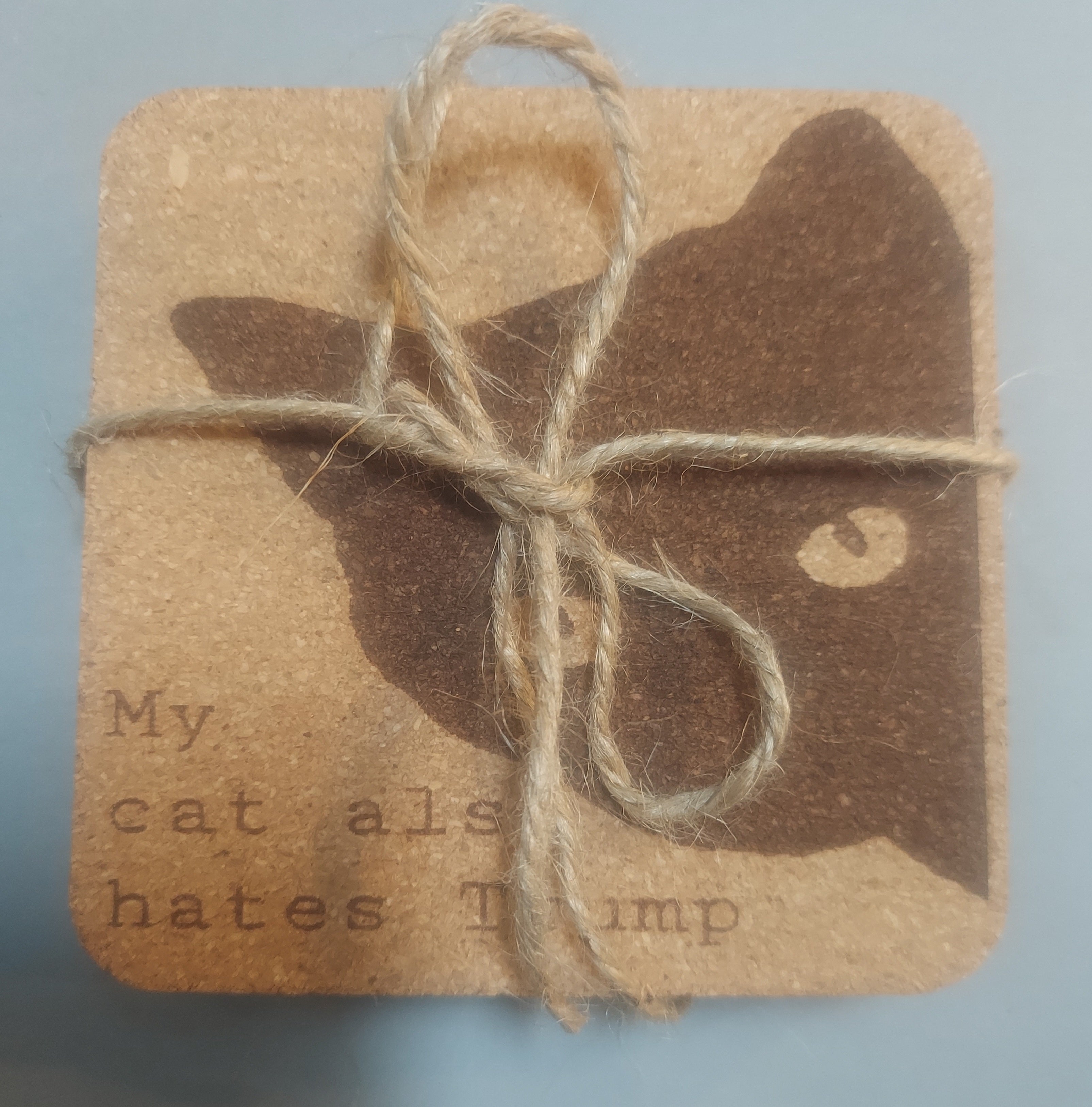 EcoEssentials My cat also hates Trump 4 pack Cork Coasters