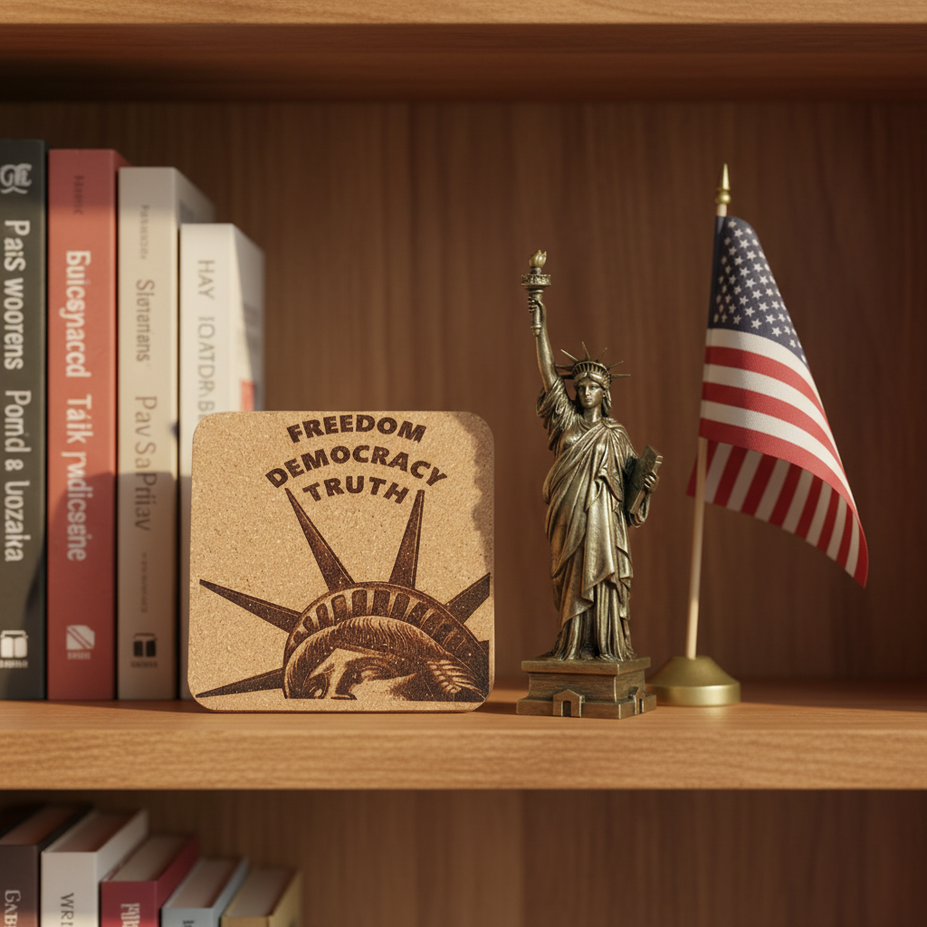 EcoEssentials Freedom Democracy Truth Liberty🗽 4 pack Cork Coasters