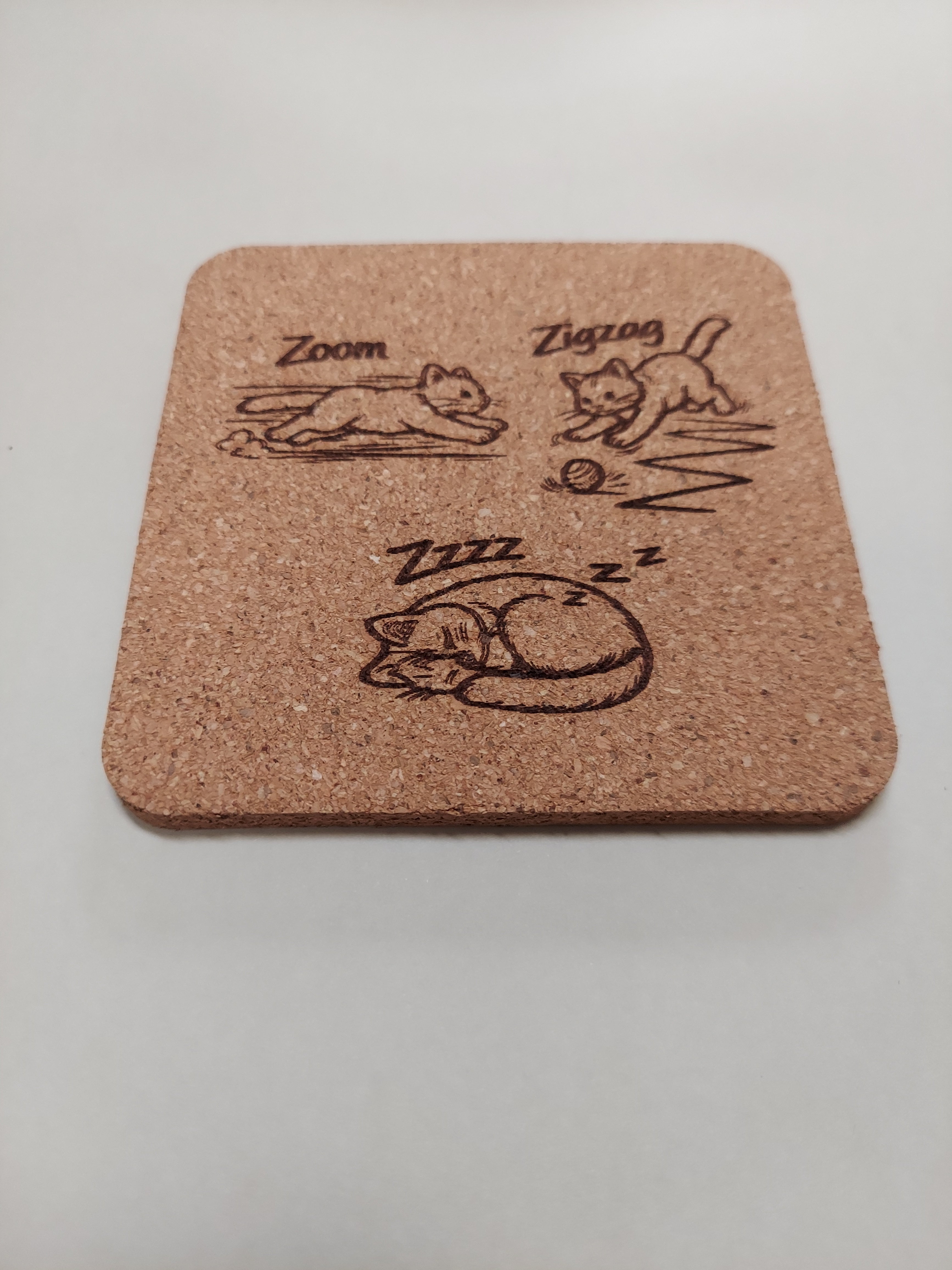 EcoEssentials Kitties 😸 Doing Things 4 pack Assorted Cork Coasters