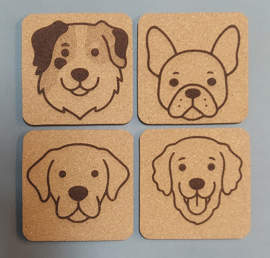 Puppies 4 pack Assorted Cork Coasters