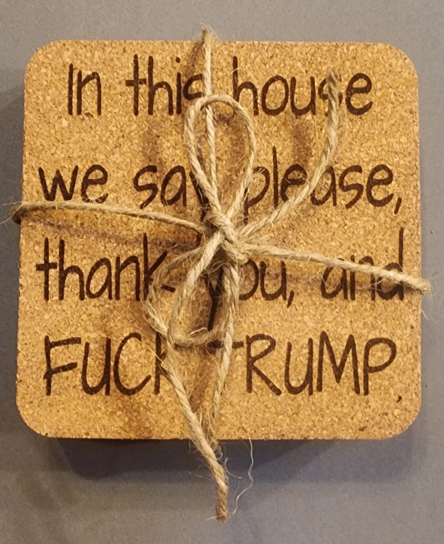 In this house 4 pack Cork Coasters