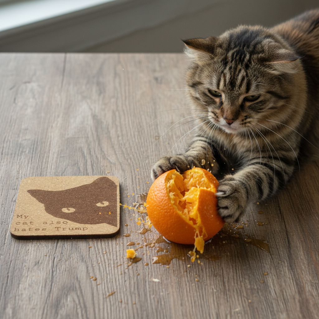 EcoEssentials My cat also hates Trump 4 pack Cork Coasters