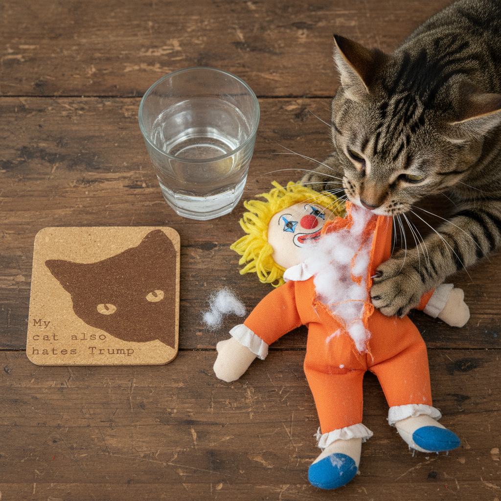 EcoEssentials My cat also Hates Trump Twine Wrapped Cork Coaster Gift Set