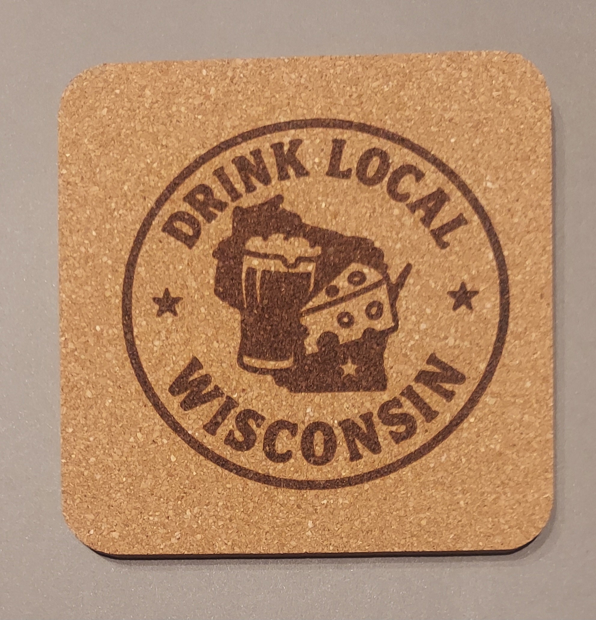Eco Essentials Drink Local Wisconsin 4 pack Cork Coasters