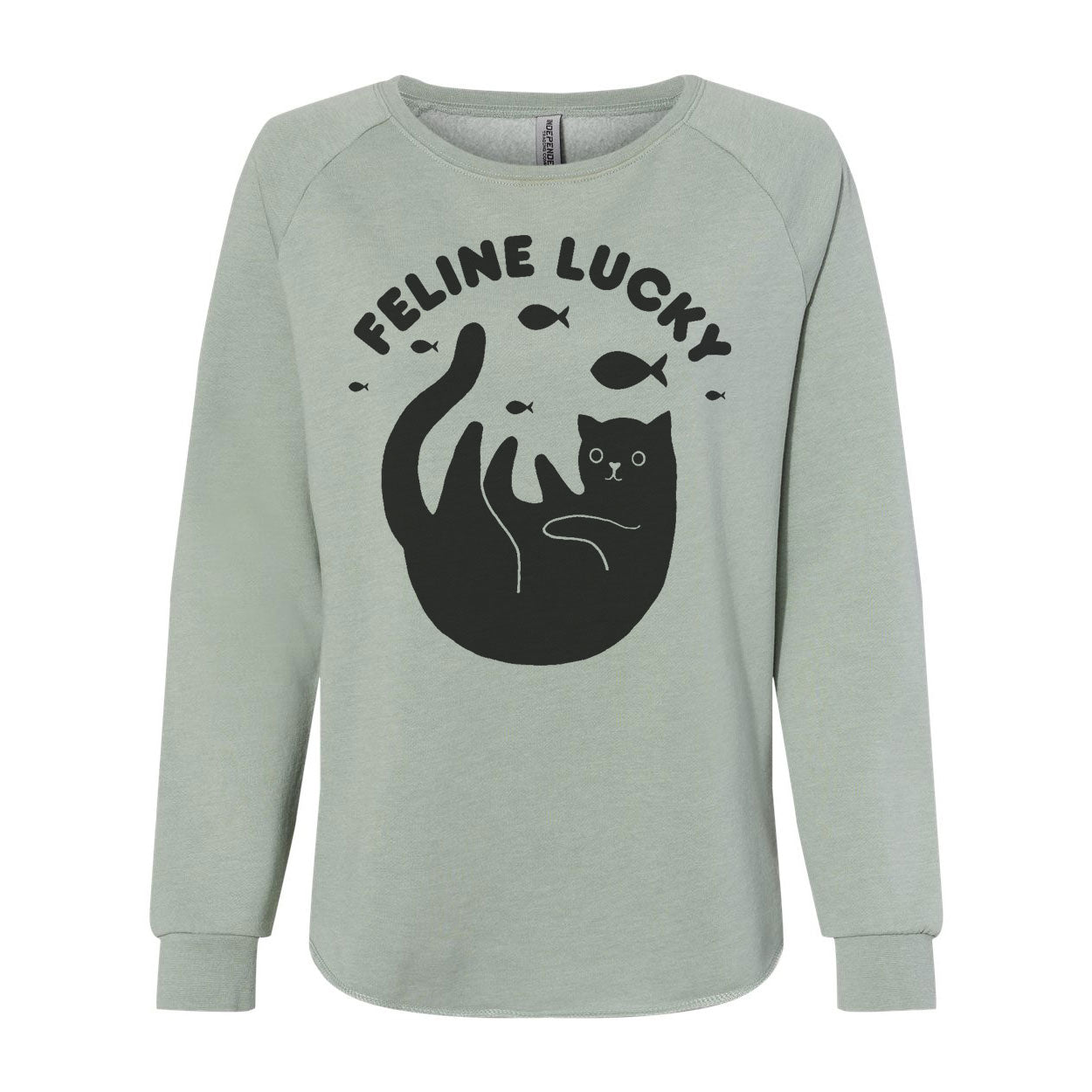 Women's Feline Lucky Crewneck Cat Lover Sweatshirt