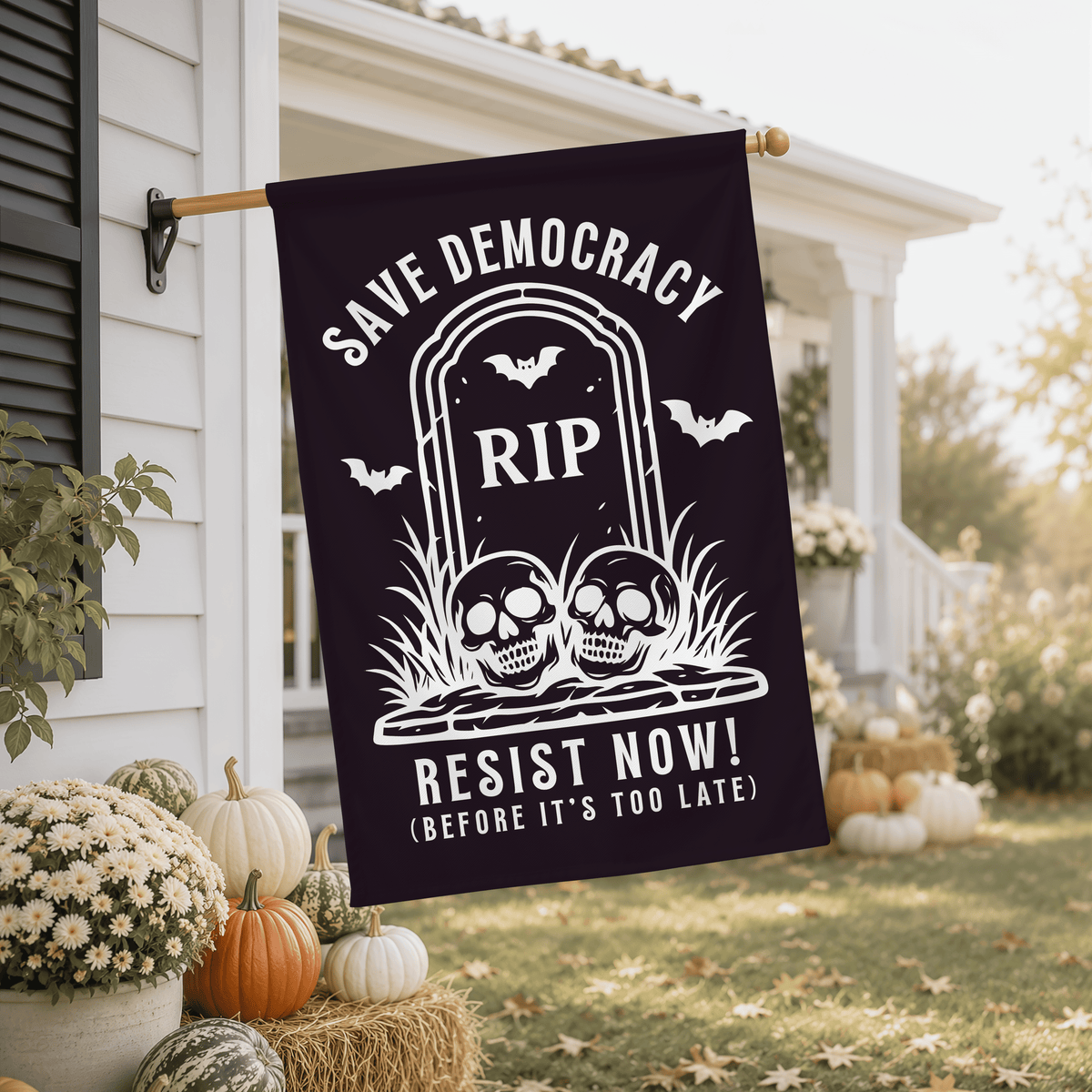Halloween Democracy Flag, Save Democracy Resist Now Garden Flag
