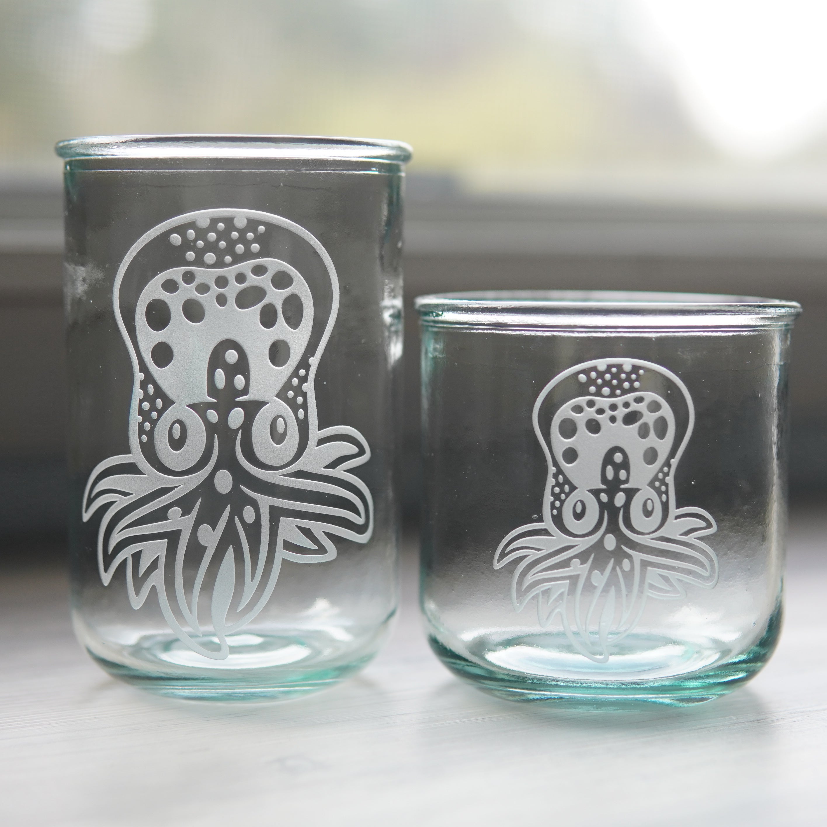 Octopus Baby Rustic Recycled Glass Candle Cup