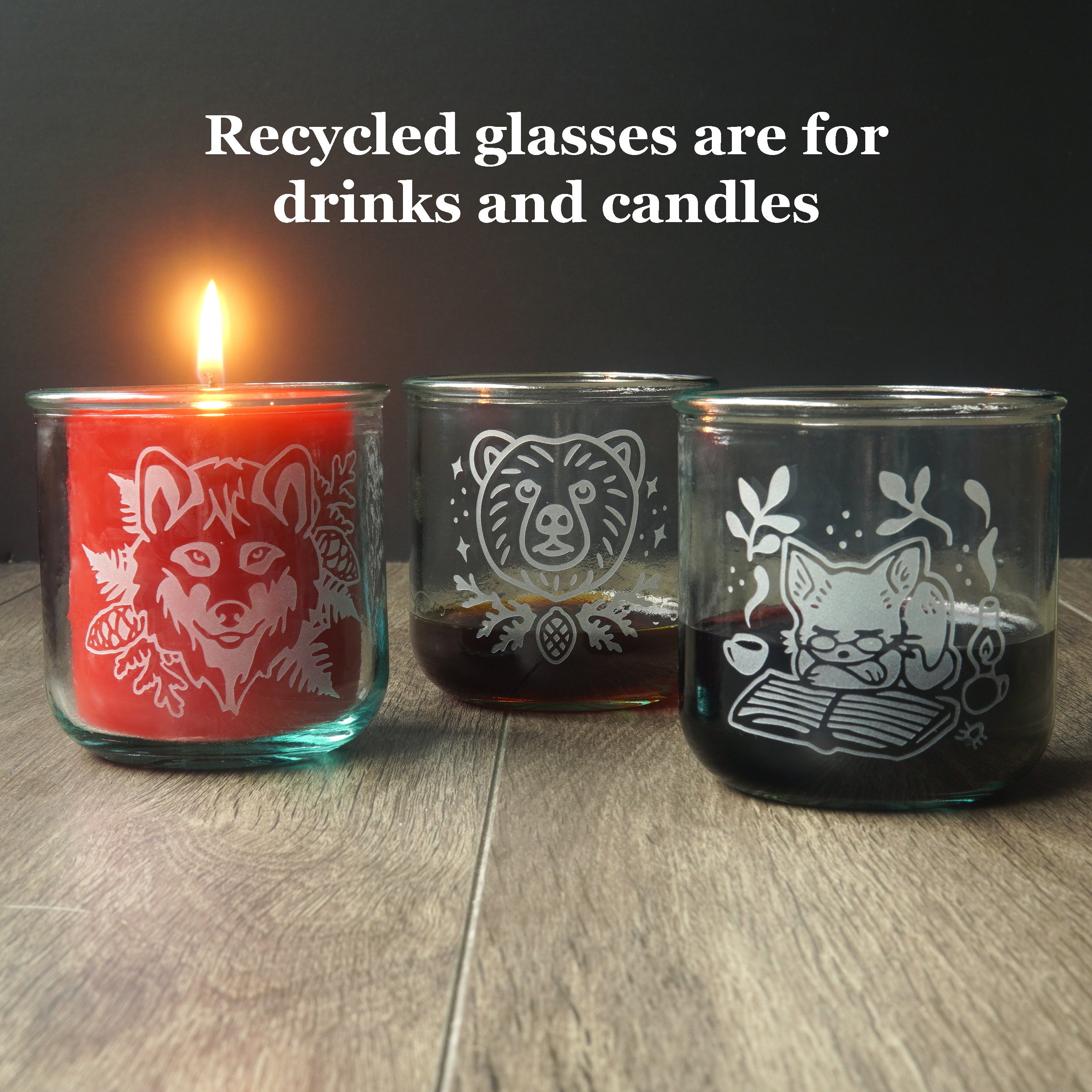Rabbit Rustic Recycled Glass Candle Cup