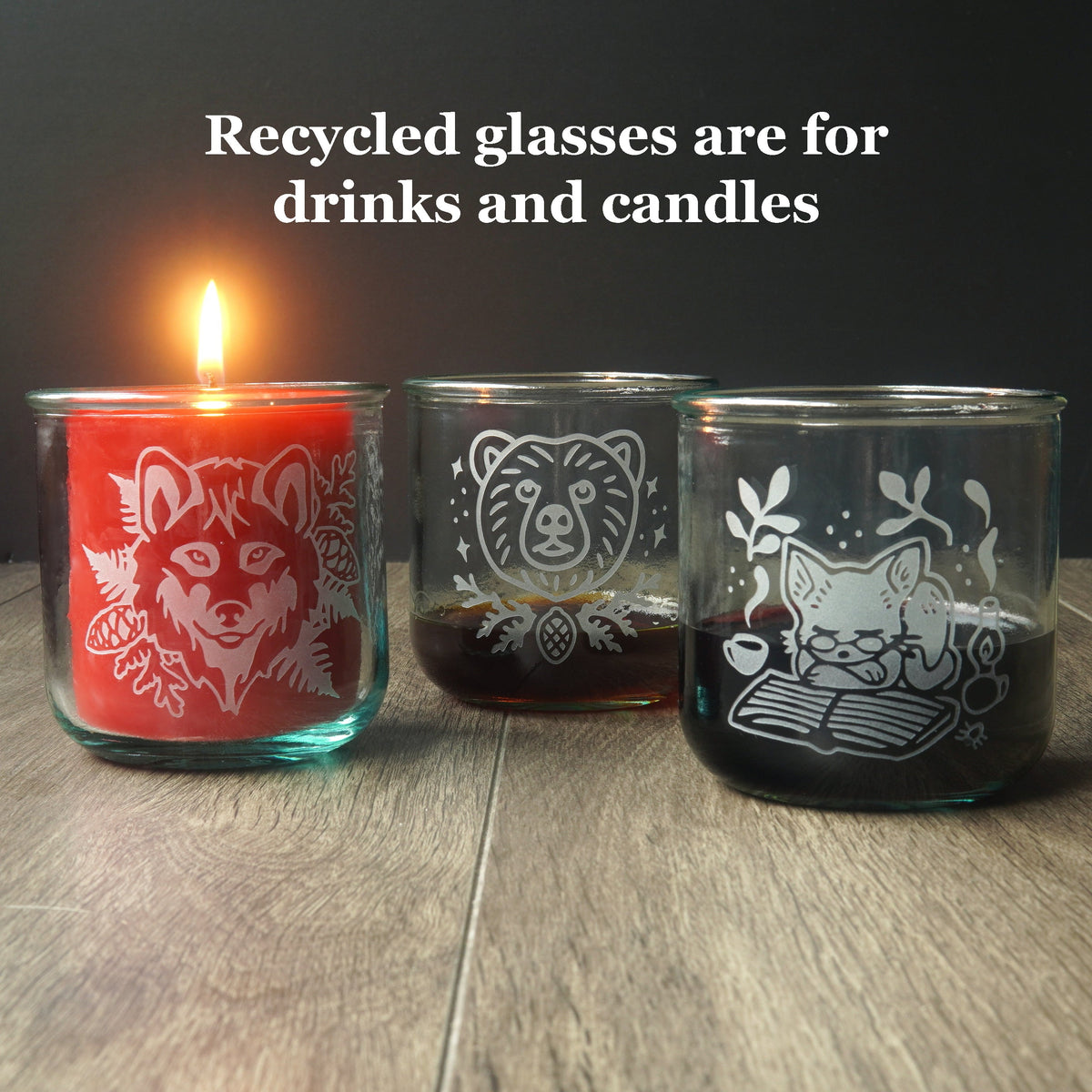 Octopus Baby Rustic Recycled Glass Candle Cup