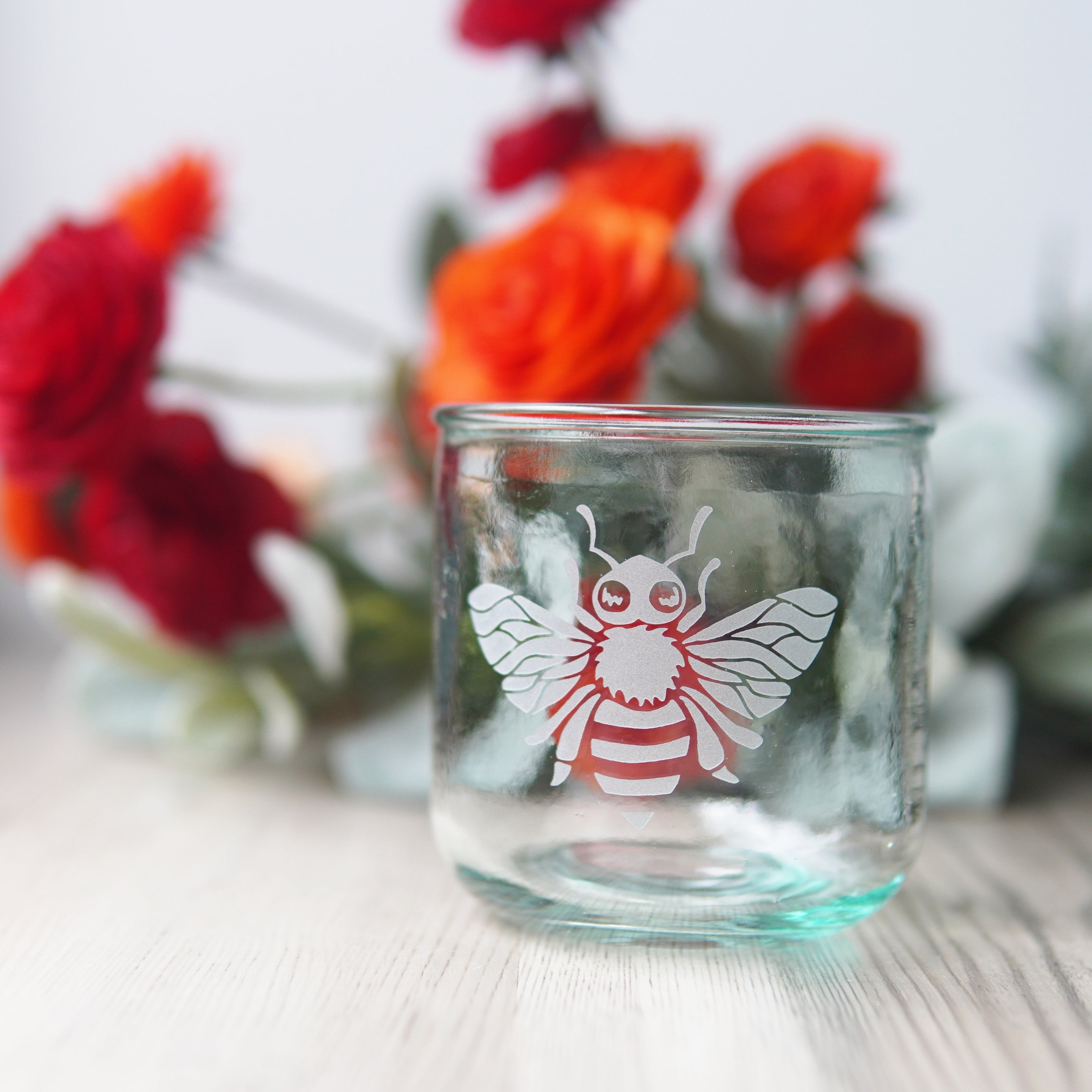 Bee Rustic Recycled Glass Candle Cup