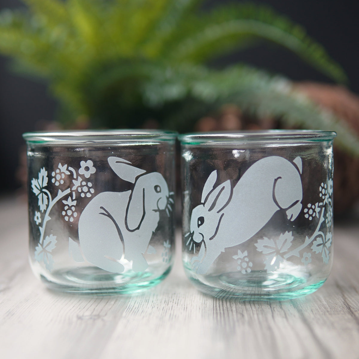 Rabbit Rustic Recycled Glass Candle Cup